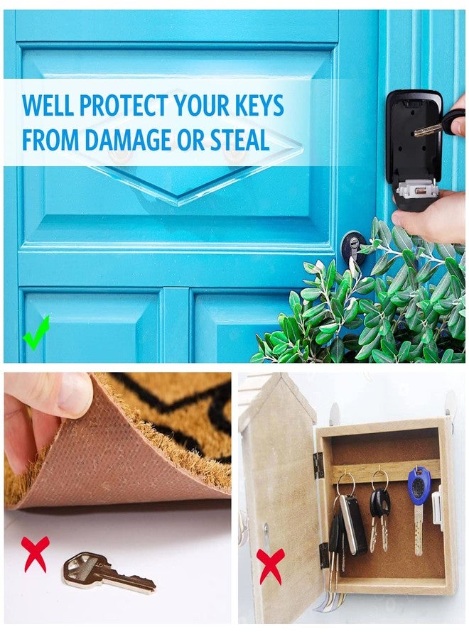 امير صندوق قفل مفاتيح جداري - إصدار جديد مقاوم للعوامل الجوية، مزود بقفل برقم سري مكون من 4 أرقام، وقفل قابل للإزالة، ويتسع لـ 5 مفاتيح، للاستخدام الداخلي والخارجي، حجم صغير 3.66 بوصة - Image 2